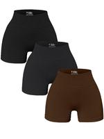 Women's Solid High Waist Sports Treadmill Shorts, Women Comfy Breathable Seamless Skinny Biker Shorts for Treadmill Gym Cycli...