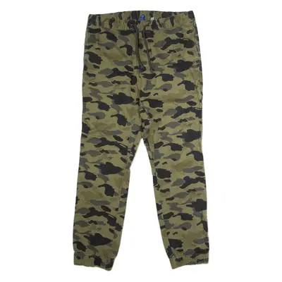H&M DIVIDED Cuffed Camouflage Mens Twill Trousers Green Regular Straight W32 L29