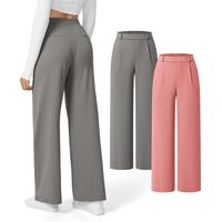 Halara 2-Piece Flex High Waisted Plicated Side Pocket Straight Leg Work Pants Set#OutdoorFun