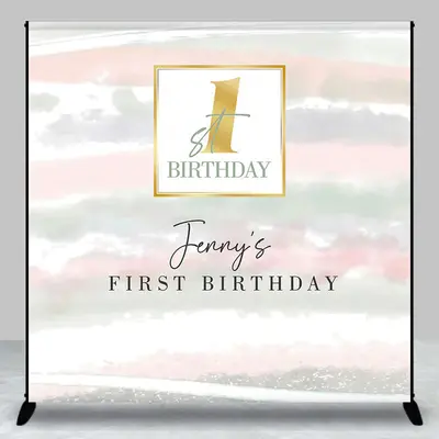 Custom Soft Foggy 1st Birthday Backdrop For Girl - Aperturee