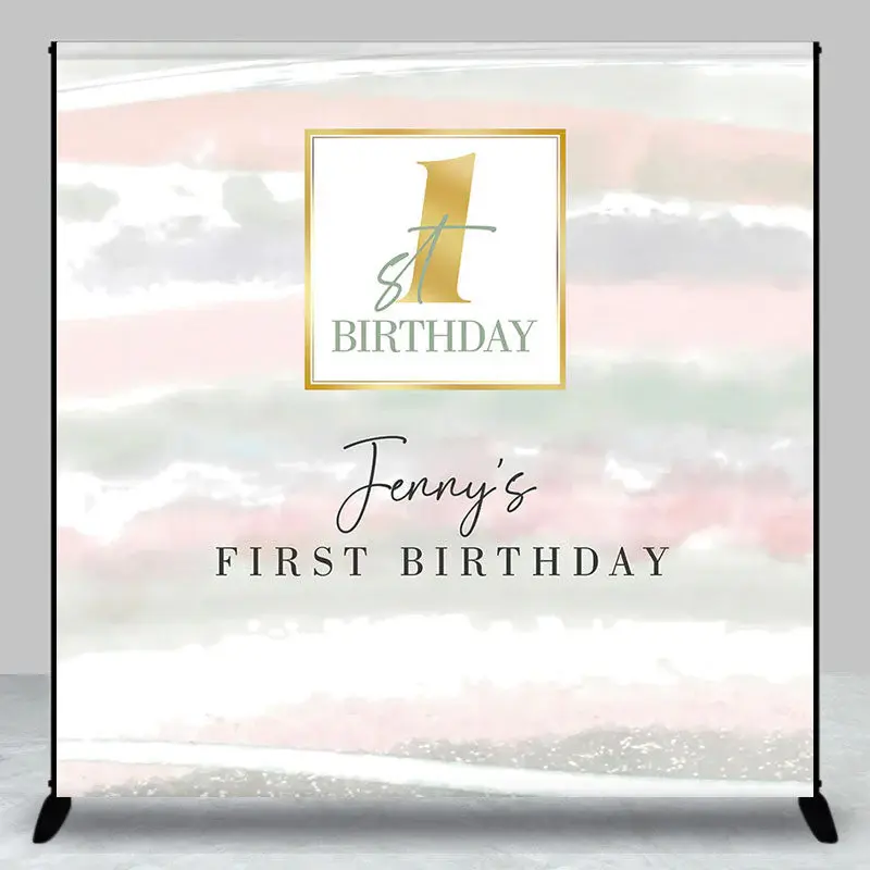 Custom Soft Foggy 1st Birthday Backdrop For Girl - Aperturee