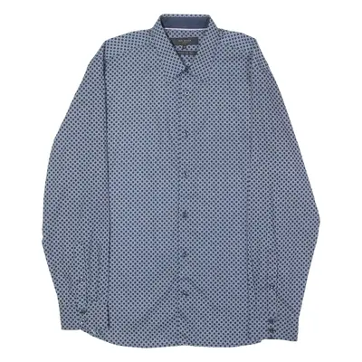 TED BAKER Mens Shirt Blue Geometric Long Sleeve L
