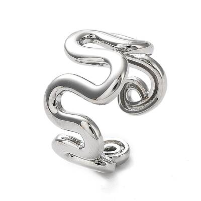 Rack Plating Brass Twist Wave Open Cuff Rings for Women