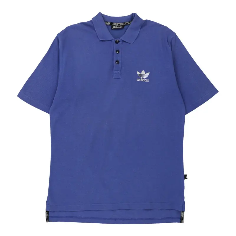 Adidas Polo Shirt - Large Blue Cotton