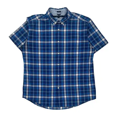 Tommy Hilfiger Checked Short Sleeve Shirt - XL Blue Cotton