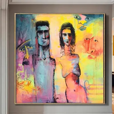 Abstract Figurative Painting Large Wall Artwork Colorful Painting Face Painting Modern Painting | WISDOM OF FATE