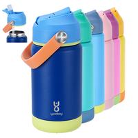 【Yawbay】 Kids Insulated Water Bottle with Straw Lid & Silicone Handle,12oz Kids Leak Proof Water Bottle for School Boys G...