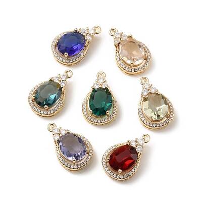 Brass with K9 Glass & Rhinestone Pendants