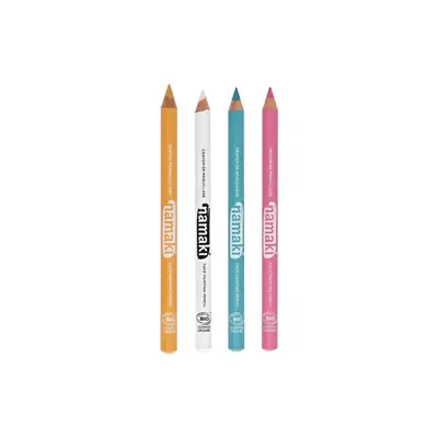 Namaki Set of 4 Slim Face Painting Pencils, Yellow/White/Turquoise/Pink