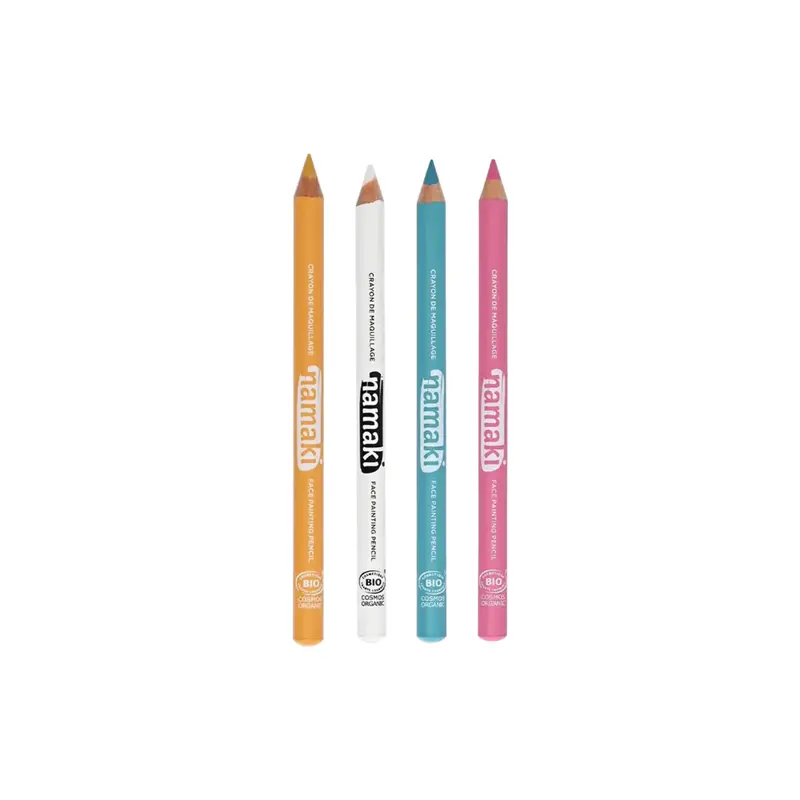 Namaki Set of 4 Slim Face Painting Pencils, Yellow/White/Turquoise/Pink