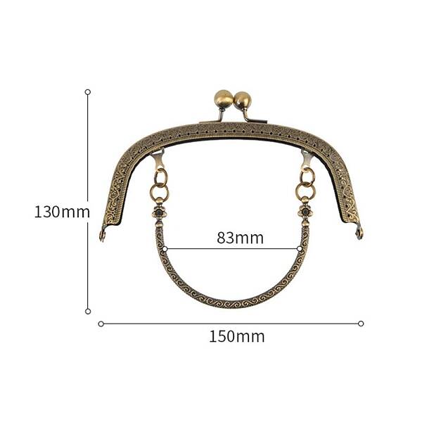 Alloy Kiss Lock Purse Frame Handle
