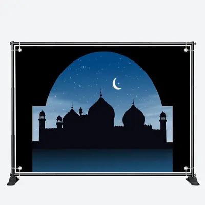 Black Night Shadow Dome Palace Sky Ramadan Backdrop - Aperturee