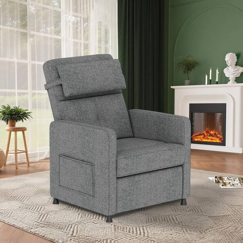 Garvee Recliner Chair for Adults, Adjustable Electric Recliner Power Reclining, Cotton Linen Fabric, USB Port, Side Pockets, ...