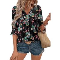 Angerella Womens Summer Tops Small V Neck Pleated Tops Tunic Tops Shirts S-3XL
