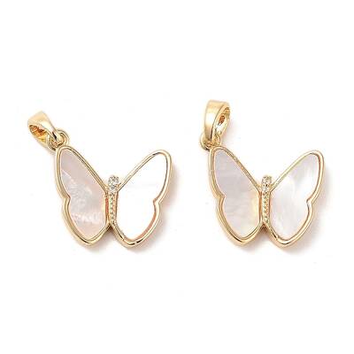 Double Butterfly Brass Micro Pave Clear Cubic Zirconia Pendants