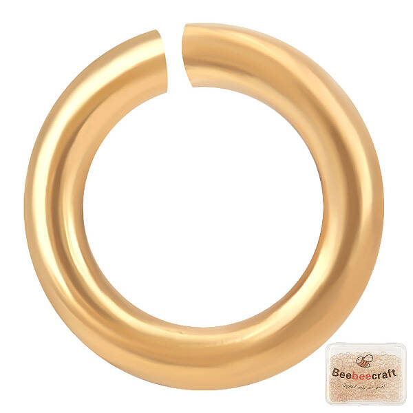 Beebeecraft 300Pcs/Box Gold Jump Rings 4mm 18K Gold Plated Open Jump Rings for Jewelry Making Necklace Keychains Yellow Conne...