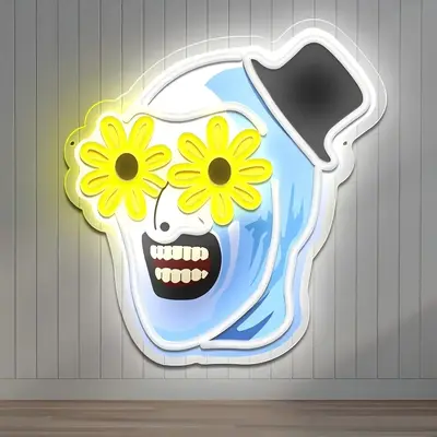 Art The Clown Terrifier Neon Sign, USB Powered Single Color LED Wall Decor For Halloween Parties And Decorations, Lighting An...