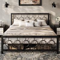HOOMIC Twin/Full/Queen/King Size Metal Platform Bed Frame with Vintage Circular Design Headboard and Footboard, Extra Under-B...