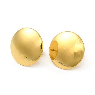 Ion Plating(IP) 304 Stainless Steel Flat Round Stud Earrings for Women