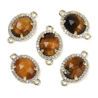 Natural Tiger Eye Faceted Oval Links