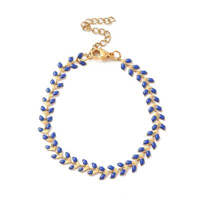 Enamel Ear of Wheat Link Chains Bracelet