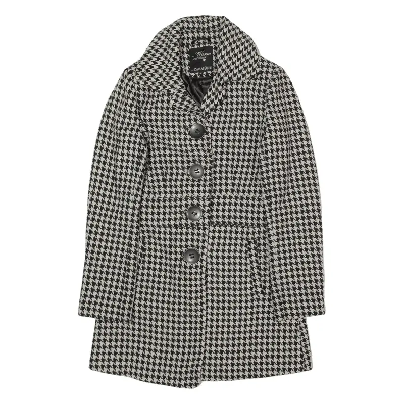 ZABAIONE Overcoat Jacket White Wool Houndstooth Womens S