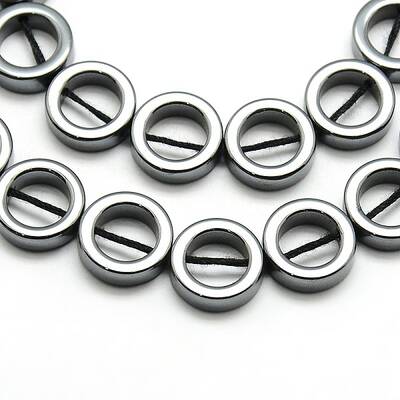 Non-magnetic Synthetic Hematite Donut Beads Strands