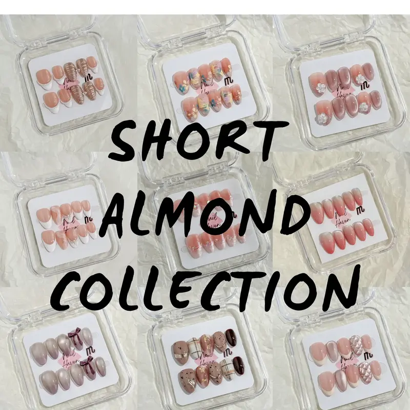 NailHaven| Short Almond Shape Collection - 10 Pcs Handmade Press-On Nails, Cute Acrylic Nails, High Quality, Reusable, Nail A...
