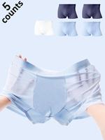 Men's Solid Ice Silk Boxer Brief, Breathable Comfortable Underwear for Daily Wear, Soft Underwear for Men, Menswear, Nationa...