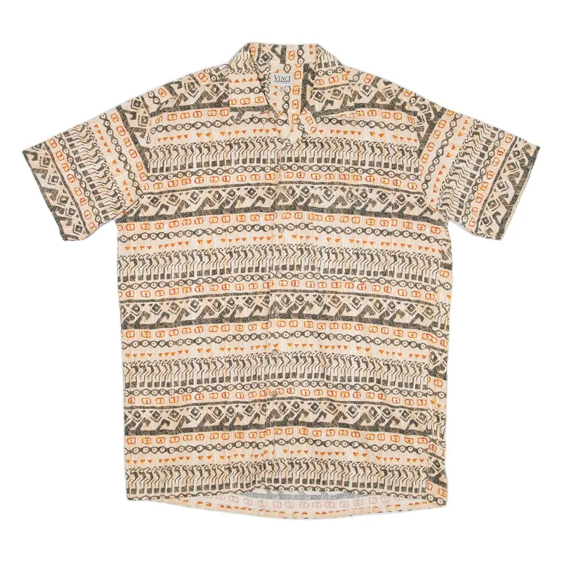 VINCI Mens Shirt Beige Crazy Pattern M