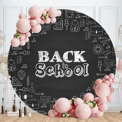 Aperturee Study Pattern Round Black Back To School Backdrop