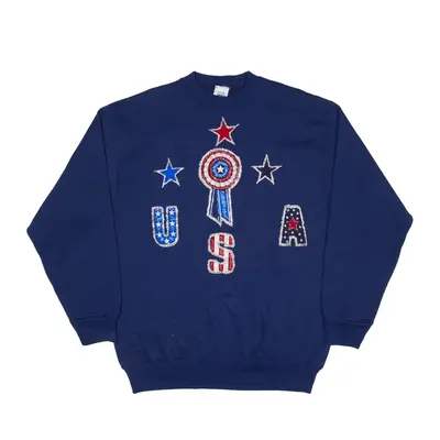 BVD USA Glitter Sweatshirt Blue Mens L