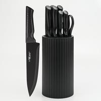 Knife Set, 8-Piece Kitchen Knife Set, Knife Set With Knife Block, (Black) Steel