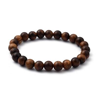 Unisex Natural Wood Beaded Stretch Bracelets
