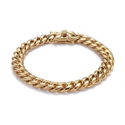 Ion Plating(IP) Men's 304 Stainless Steel Cuban Link Chain Bracelets