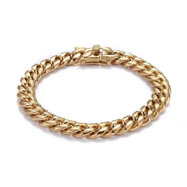 Ion Plating(IP) Men's 304 Stainless Steel Cuban Link Chain Bracelets