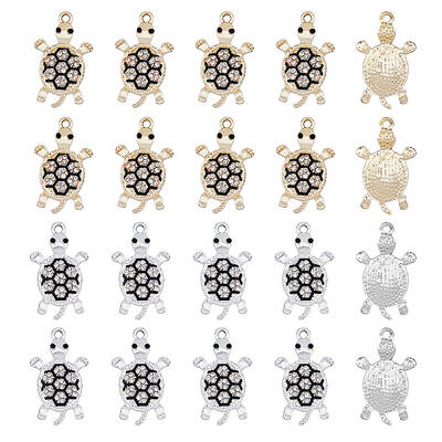 20Pcs 2 Colors Zinc Alloy Rhinestone Pendant
