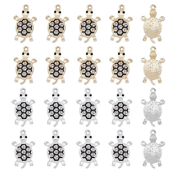 20Pcs 2 Colors Zinc Alloy Rhinestone Pendant