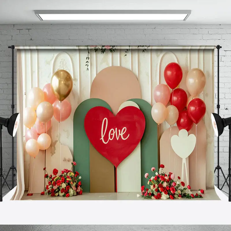 Modern White Pink Balloons Wedding Photo Backdrop