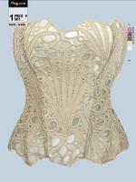 Women's Random Pattern Lace Up Shapewear Tube Top, Elegant Contrast Lace Corset Top, Tummy Control Shapewear for Women, Women...