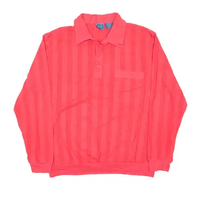 TROPI-COOL Polo Shirt Pink Striped Long Sleeve Mens XL