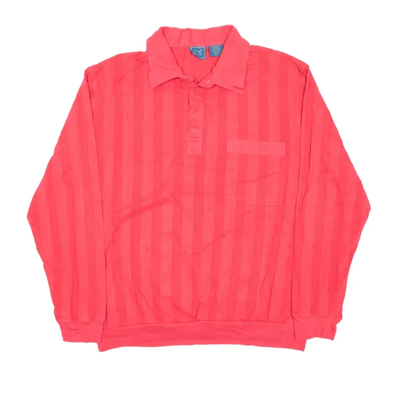 TROPI-COOL Polo Shirt Pink Striped Long Sleeve Mens XL