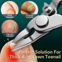 Heavy-Duty Stainless Steel Toenail Clippers Set - Precision Trimmer for Thick & Fungus Nails, Ingrown Correction Tool, Lightw...