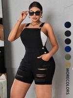 Women's Pocket Denim Overalls, Casual Fashion Sleeveless Strap Overalls for Daily Wear, Ladies Clothes for Summer, Dungarees,...