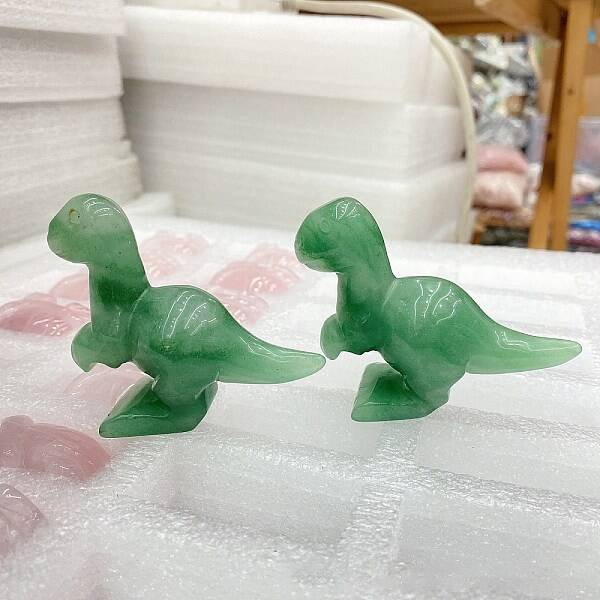 Natural Green Aventurine Carved Dinosaur Figurines Statues for Home Office Desktop Decoration
