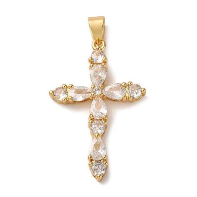 Brass Micro Pave Clear Cubic Zirconia Pendants