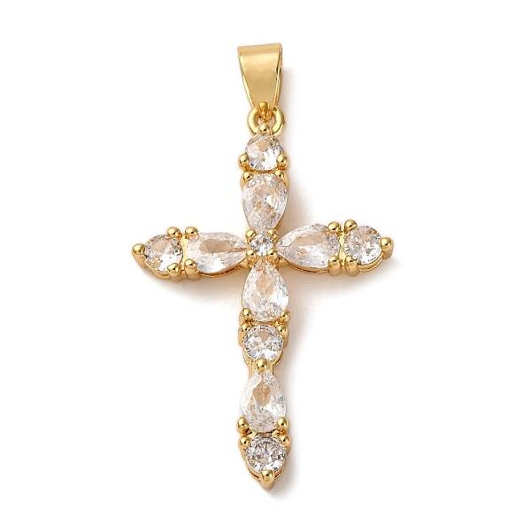 Brass Micro Pave Clear Cubic Zirconia Pendants