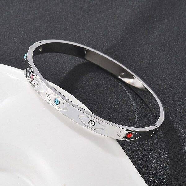 Eye 304 Stainless Steel Rhinestone Bangles for Women