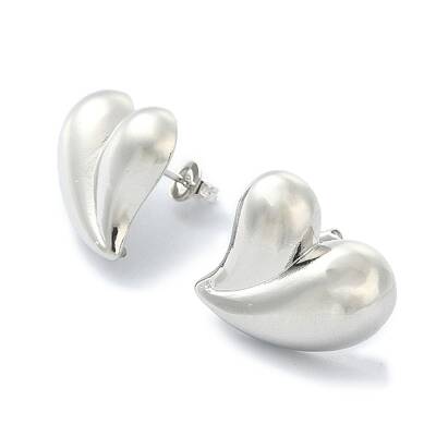 Rack Plating Brass Heart Stud Earrings for Valentine's Day