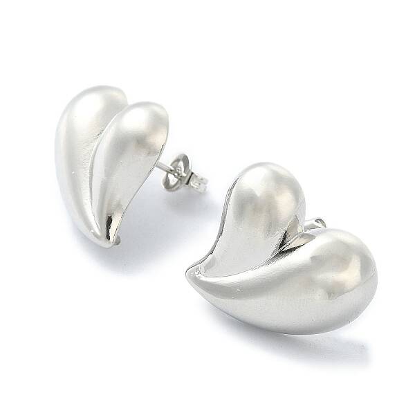Rack Plating Brass Heart Stud Earrings for Valentine's Day